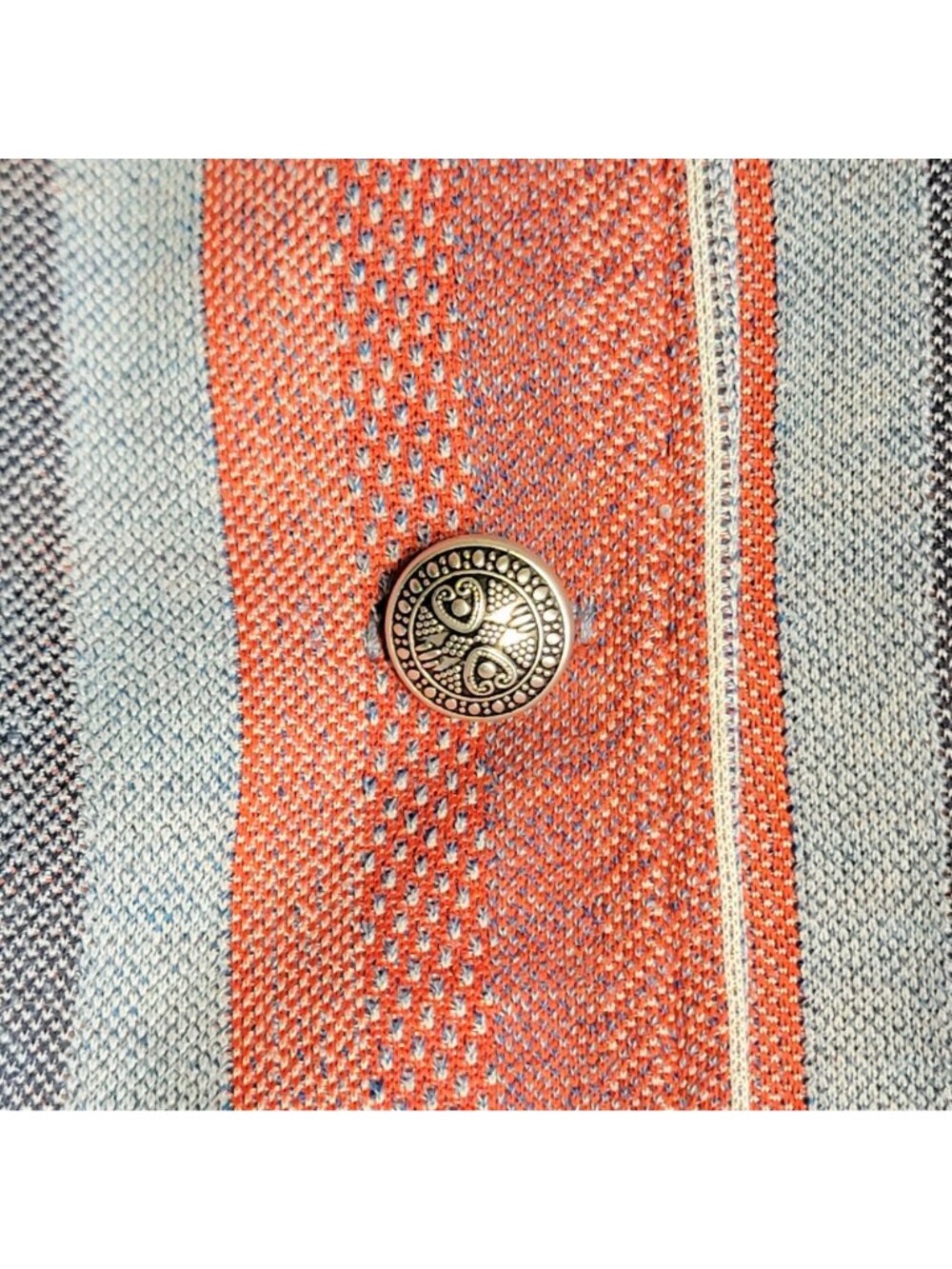 Vintage 70s Stripe Shirt Jacket Women Medium Pink Blue Collar Button Lightweight - Picture 15 of 16